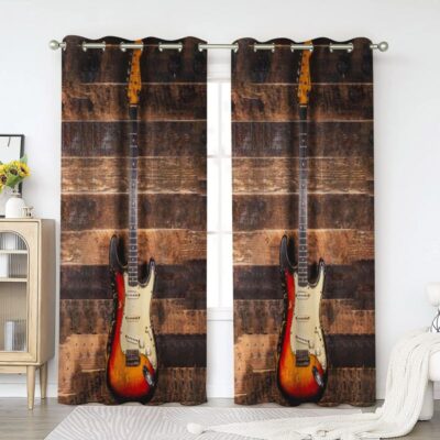 Guitar Window Premium Curtains Home Decor Gifts FHC1560