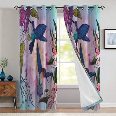 Hummingbird Window Premium Curtains Home Decor Gifts FHC1247