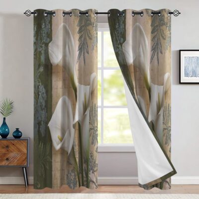 Lilies Window Premium Curtains Home Decor Gifts FHC1026