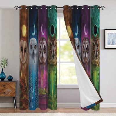 Owl Window Premium Curtains Home Decor Gifts FHC1590