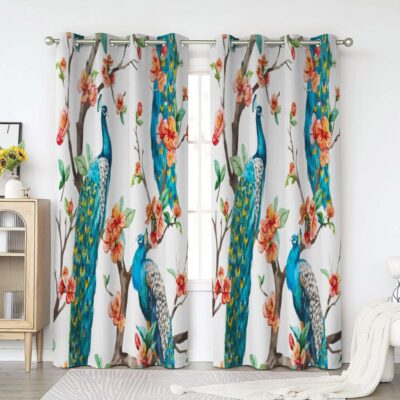 Peacock Window Premium Curtains Home Decor Gifts FHC1460