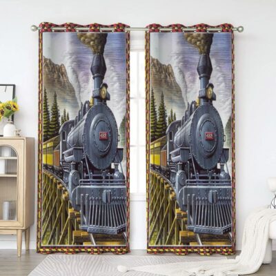 Train Window Premium Curtains Home Decor Gifts FHC1134