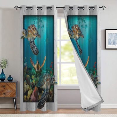 Turtle Window Premium Curtains Home Decor Gifts FHC1243
