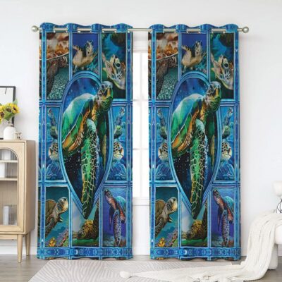 Turtle Window Premium Curtains Home Decor Gifts FHC1565