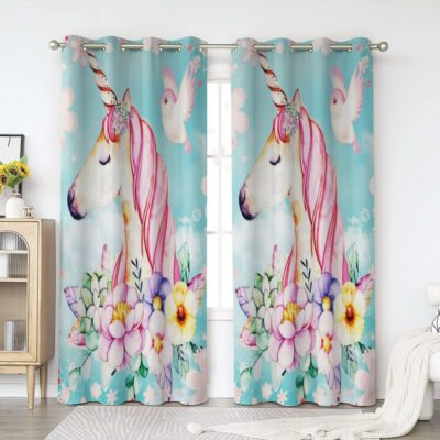 Unicorn Window Premium Curtains Home Decor Gifts FHC1486