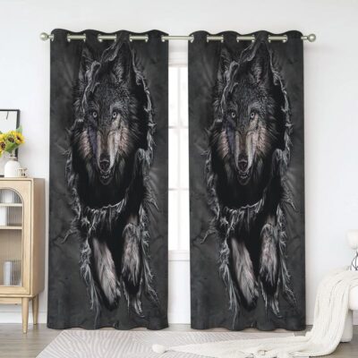 Wolf Window Premium Curtains Home Decor Gifts FHC1275